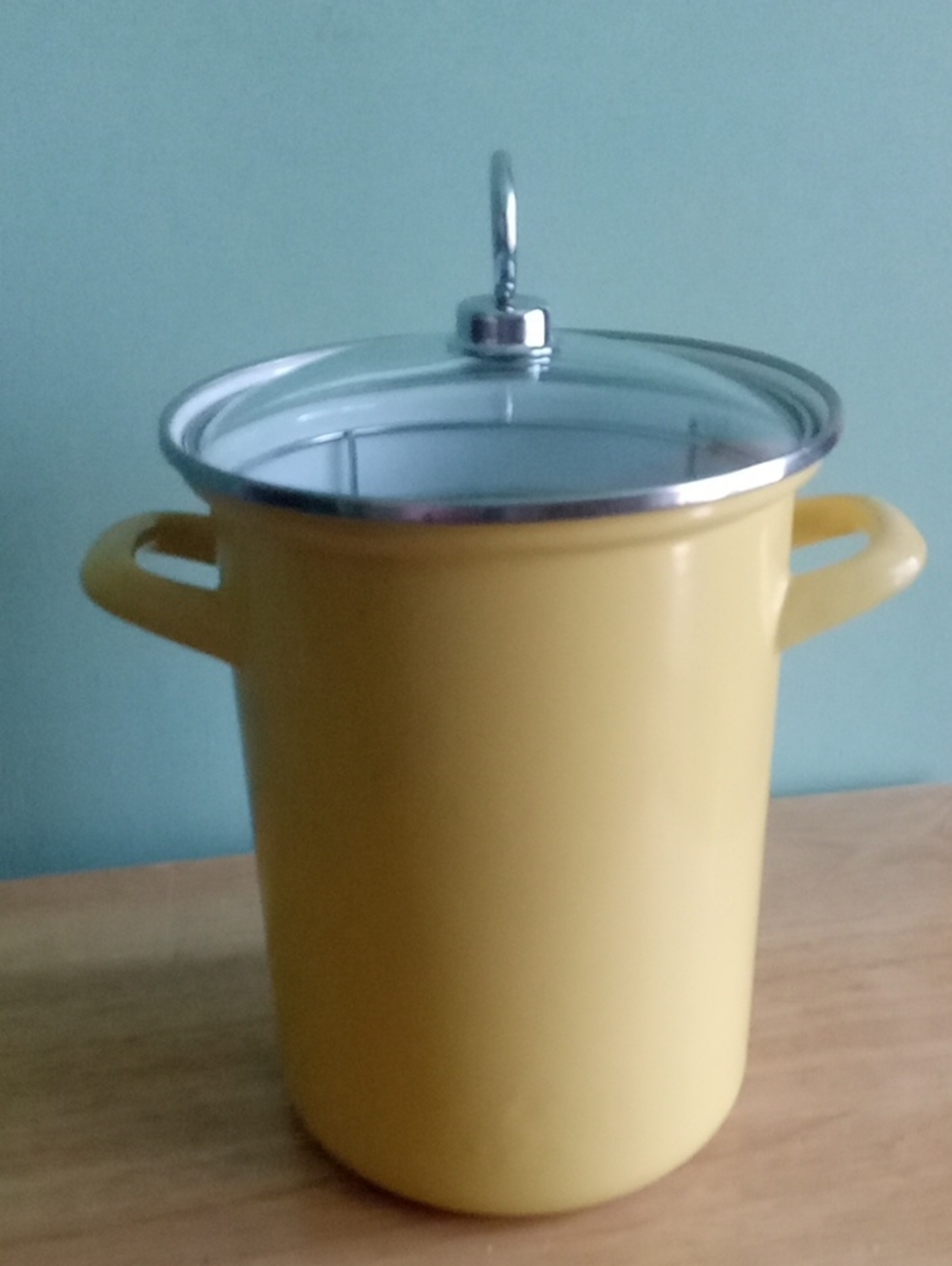 Yellow Enamelware Asparagus Steamer Pot